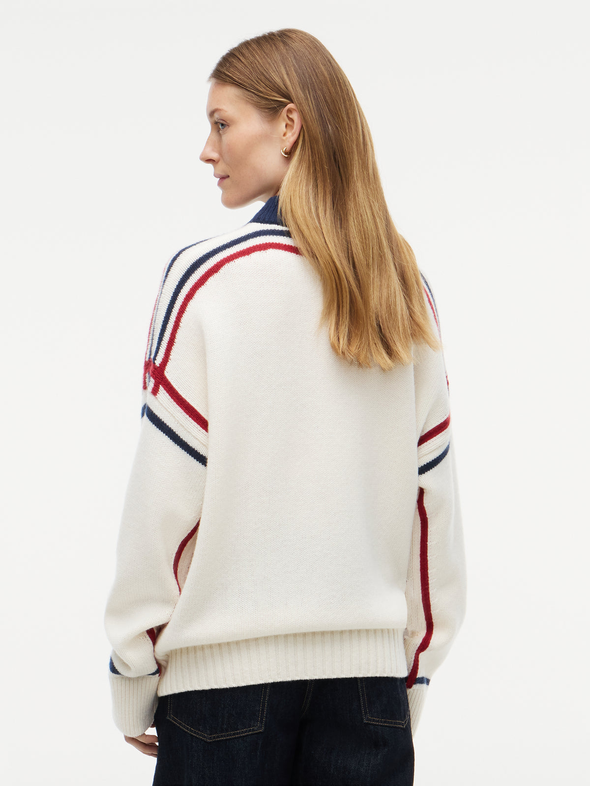 Ivory Petal Stripe Mock Knit