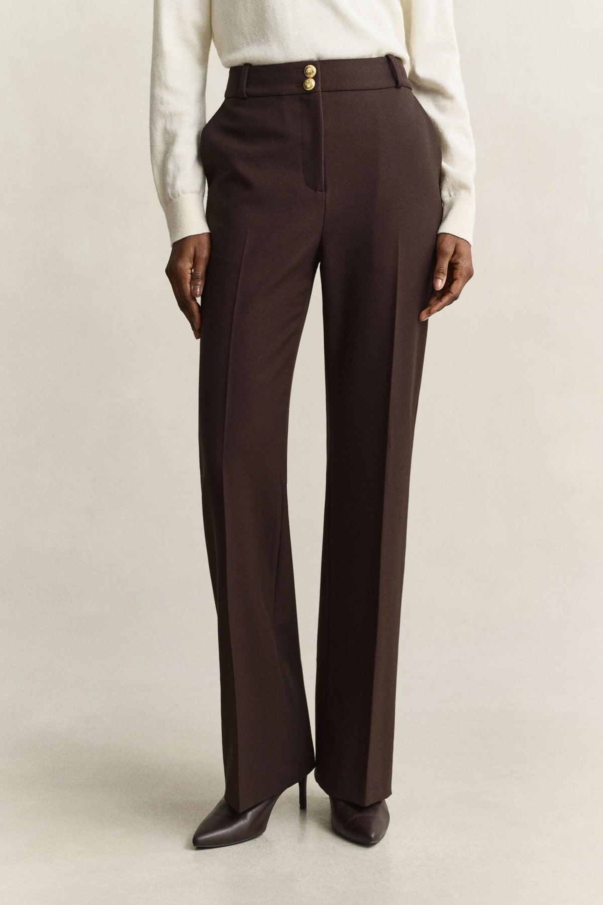 Deep Brown Flared Nautical Pants
