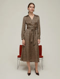 Leopard Swirl Pattern Satin Midi Dress