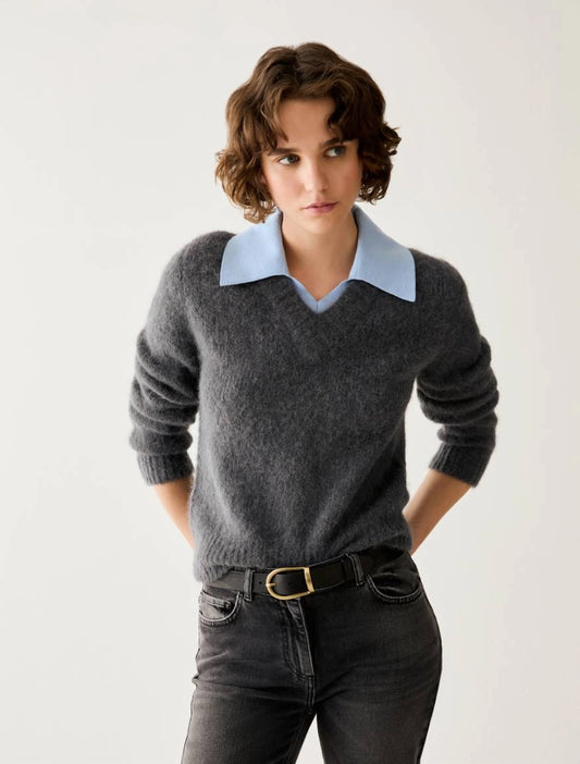 Alpaca Slim Grey Layer Knit