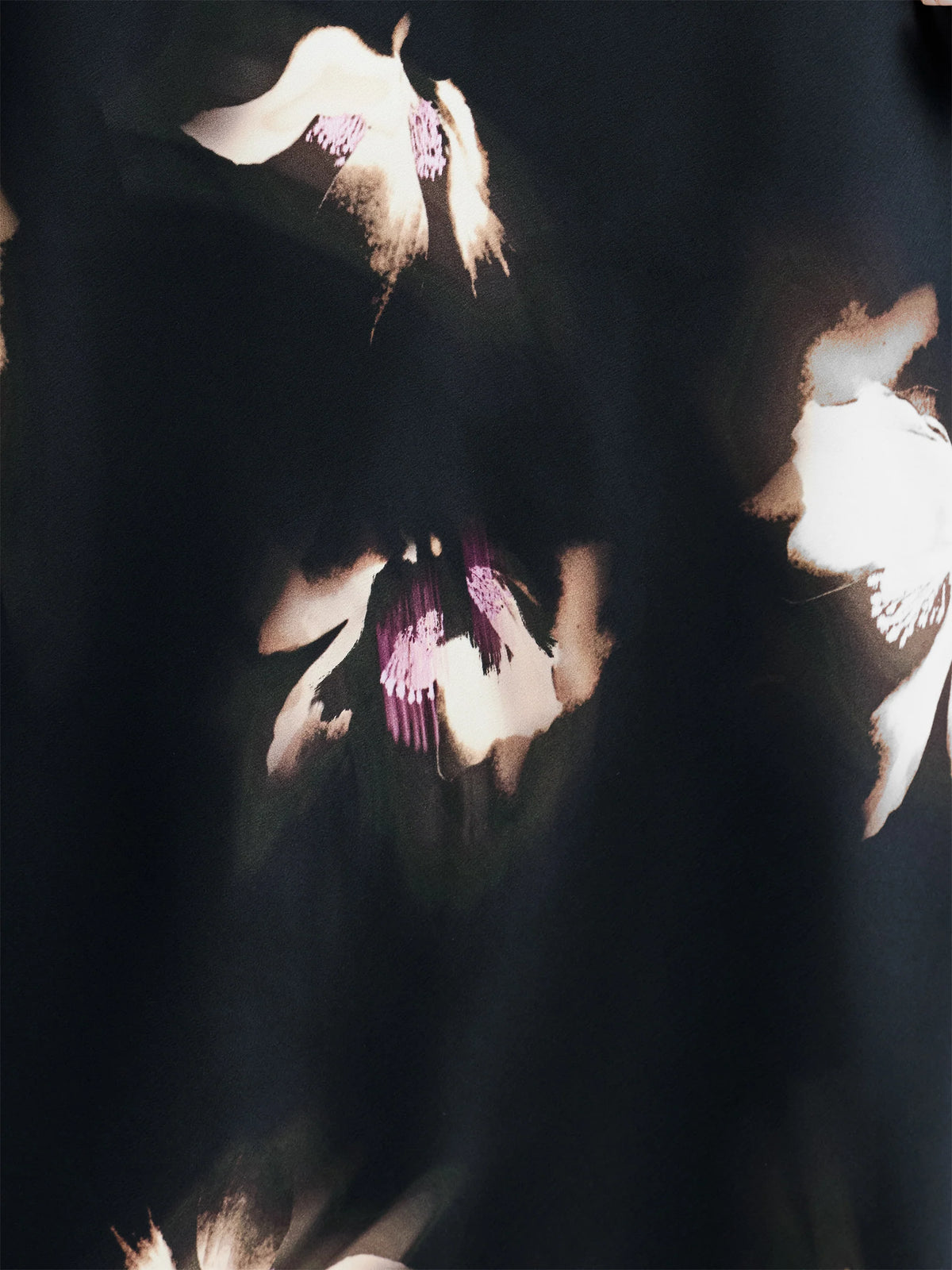 Paloma Black Floral Satin Midi Skirt