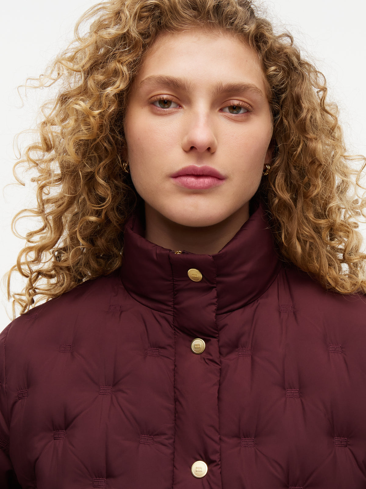 Deep Burgundy Down Quilted Jacket