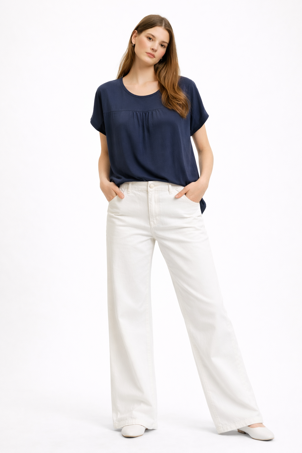 Satin With Jersey Front Top