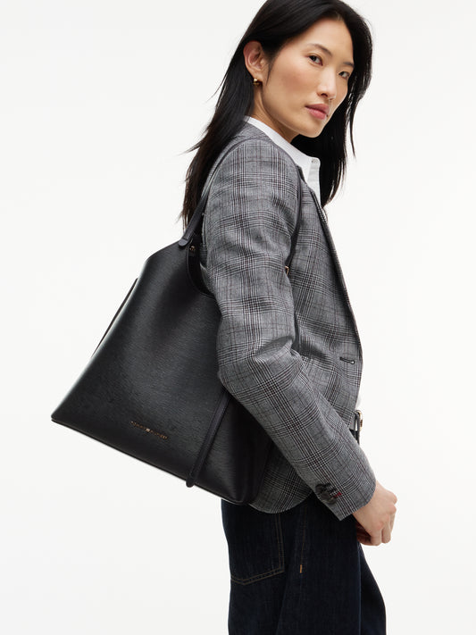 TH Black Modern Shoulder Tote Bag