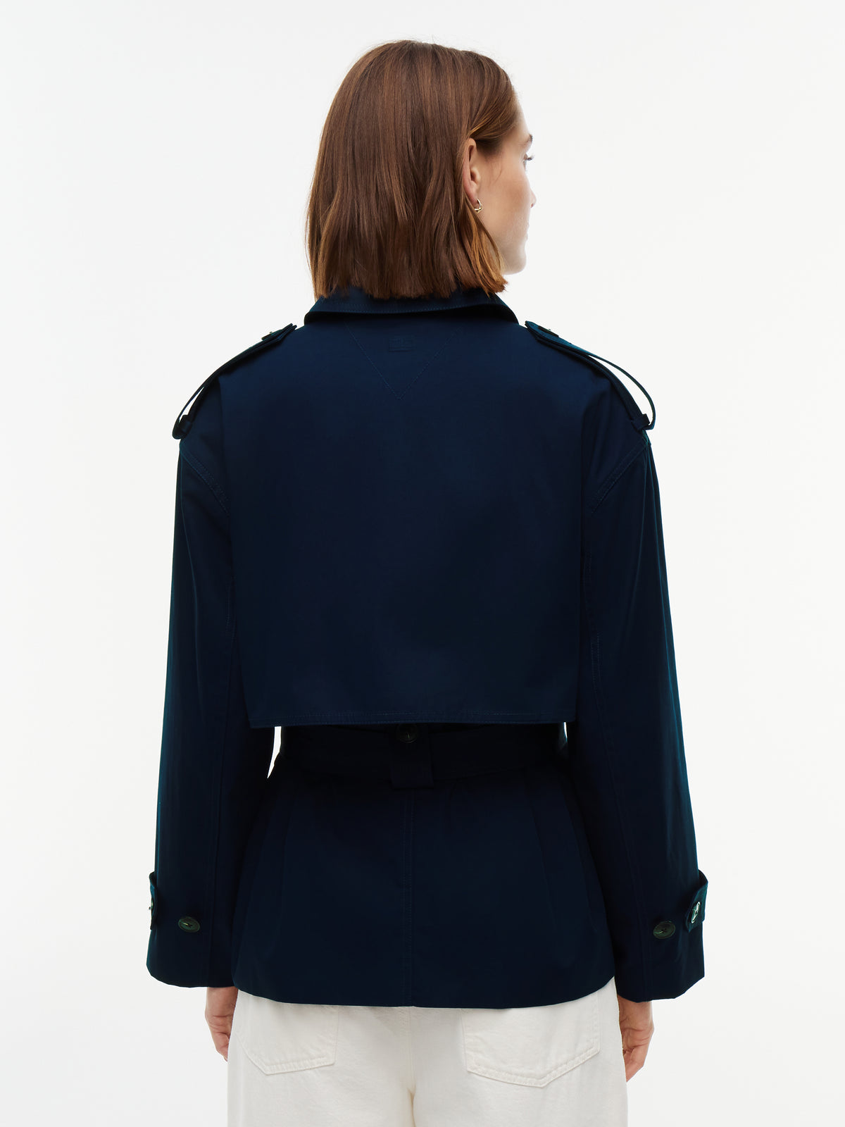 Water Repellent Relaxed Navy Short Trench Coat