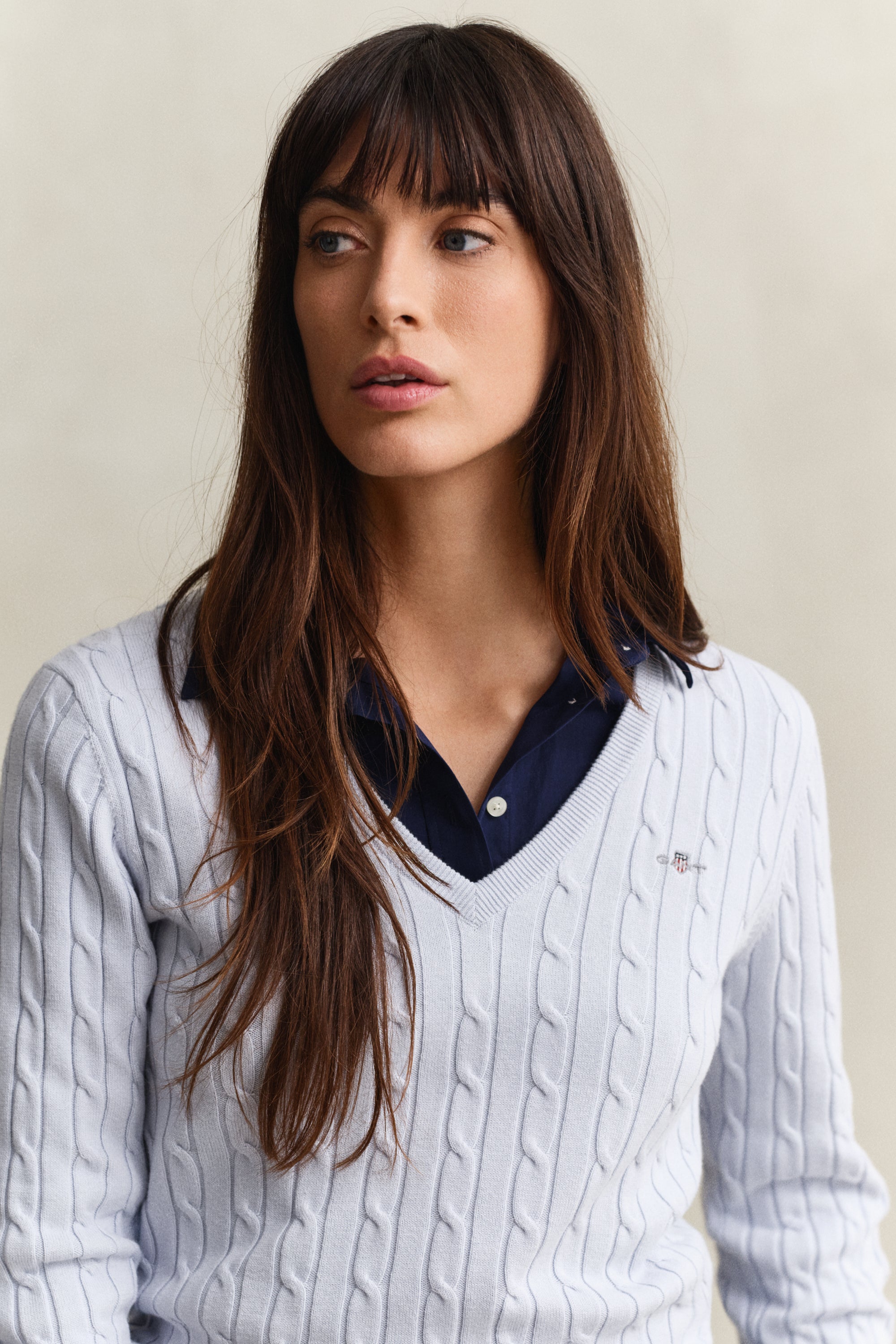 The Stretch V-Neck Light Blue Cable