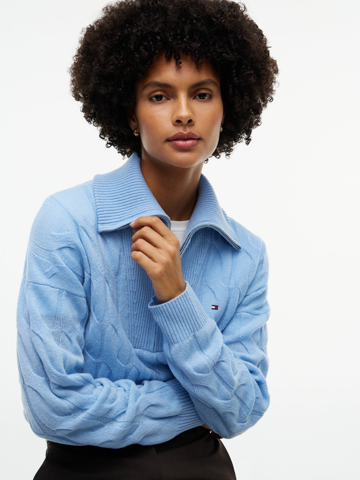 Soft Wool Light Blue Half Zip Knit