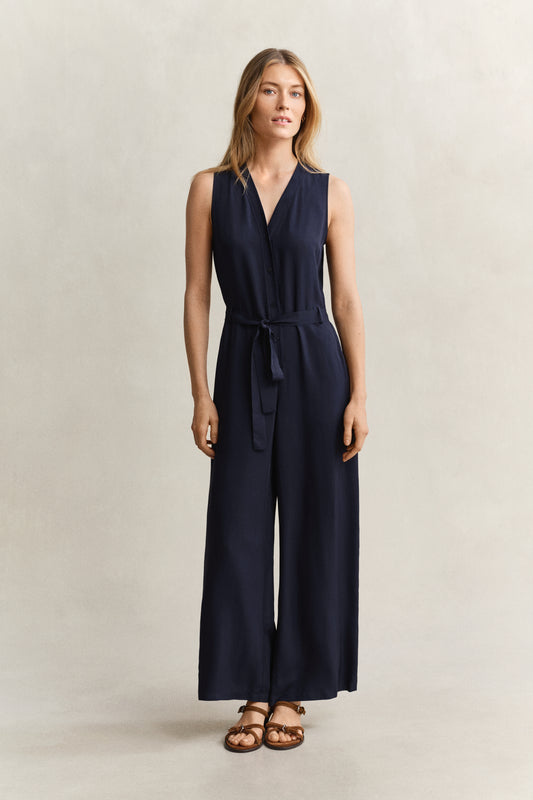 The Fluid Twill Belted Jumpsuit