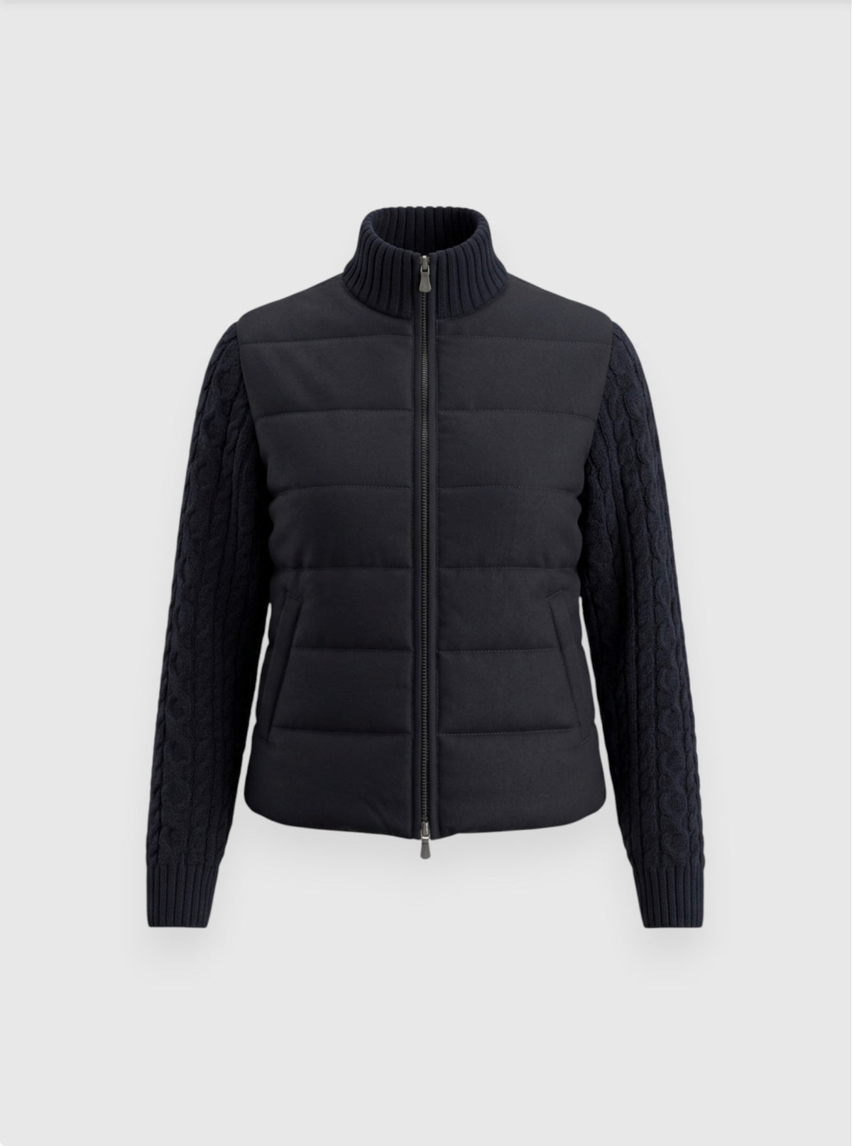 Cable Sleeved Navy Bomber Jacket