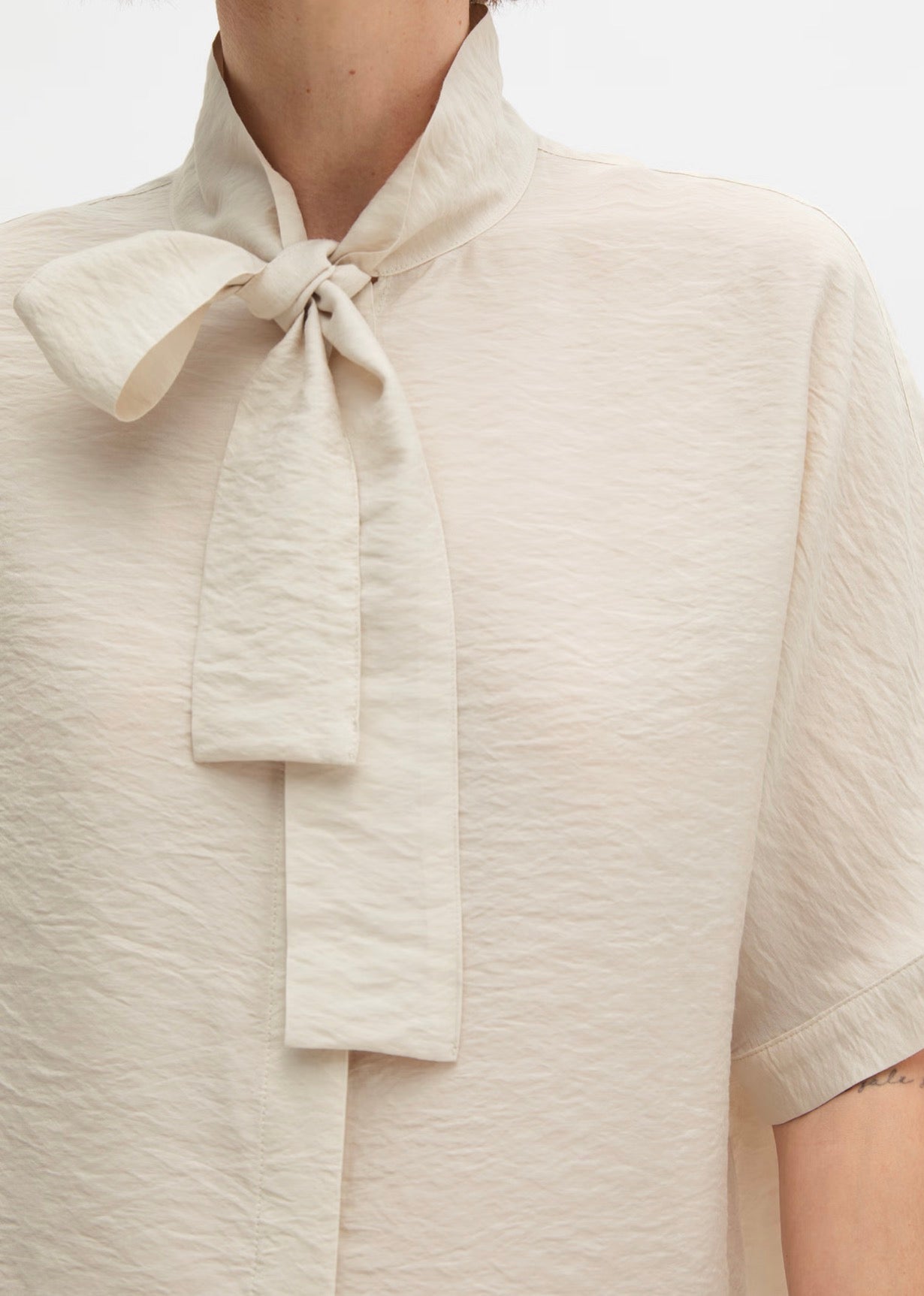 The Stone Viscose Tie Blouse
