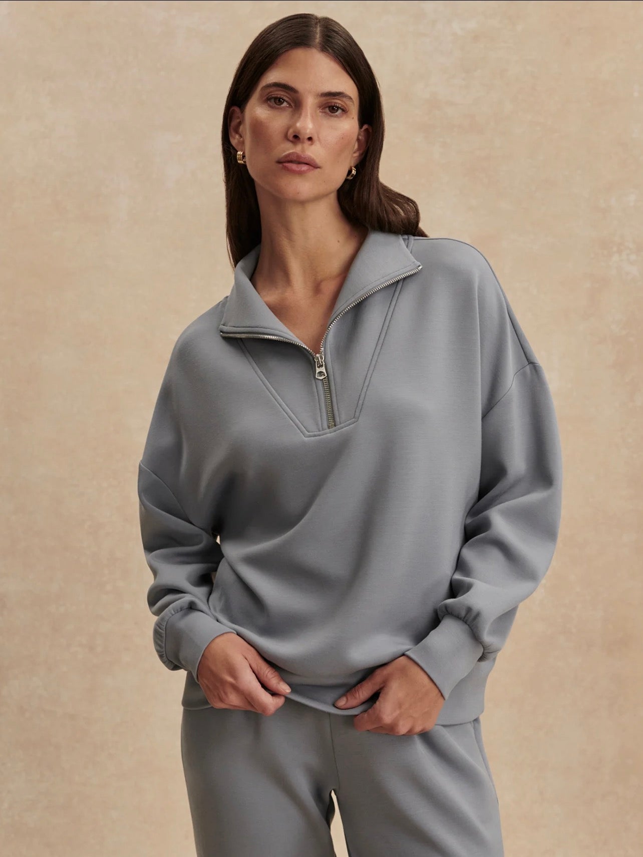 The Hawley Half Zip Wind Blue Sweat