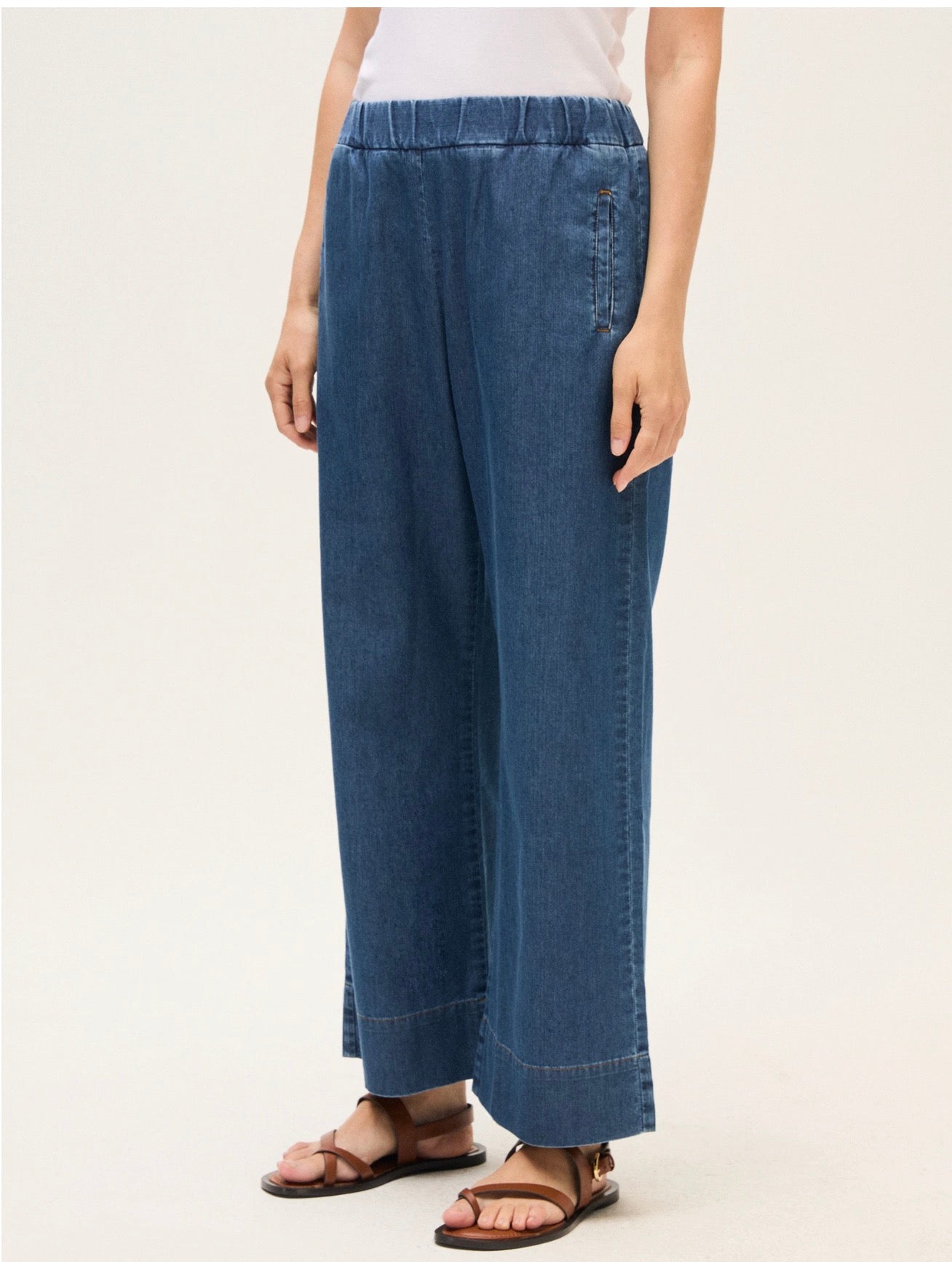 Elasticated Denim Wide Trouser