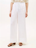 The Relaxed Wide Leg White Linen Trousers