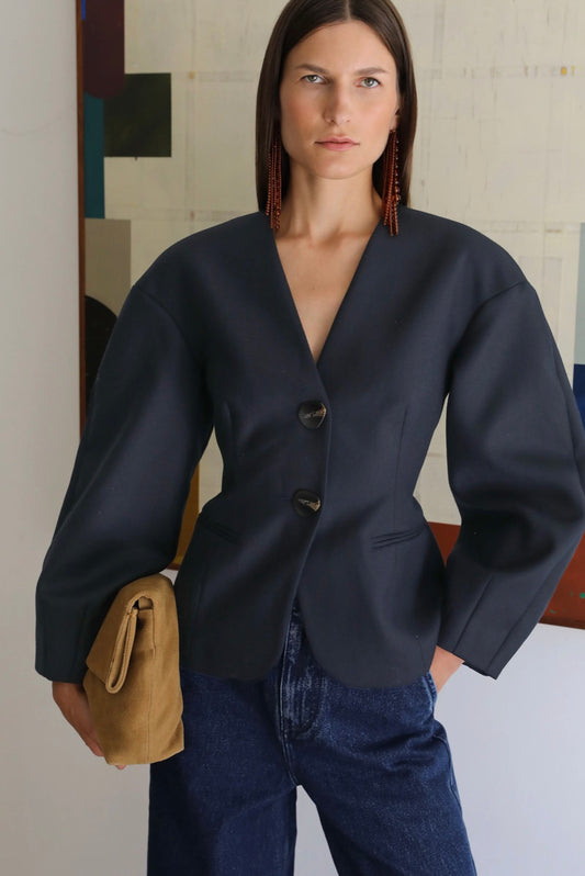 Sophia Navy Sculpted Blazer