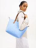 TH Monogram Contrast Handle Blue Tote Bag
