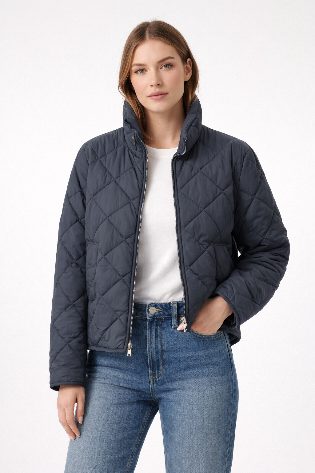 Cinzia Rocca Icon Navy Quilted Bead Jacket