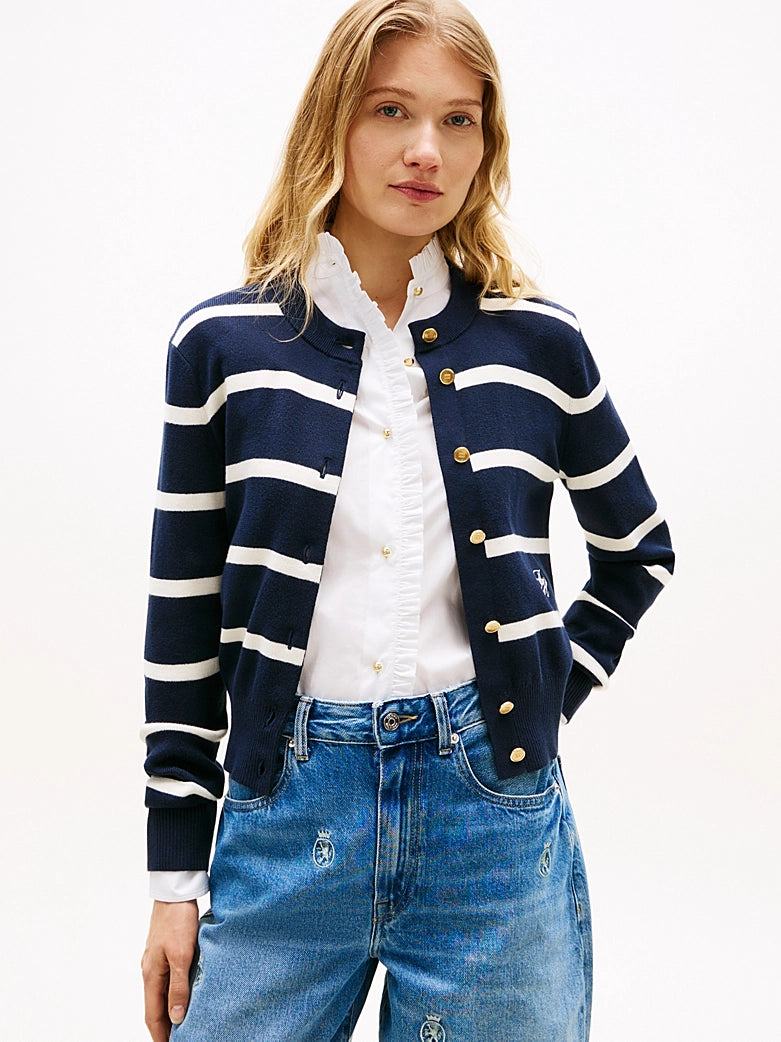 The Navy Premium Knit Gold-Tone Button Cardigan