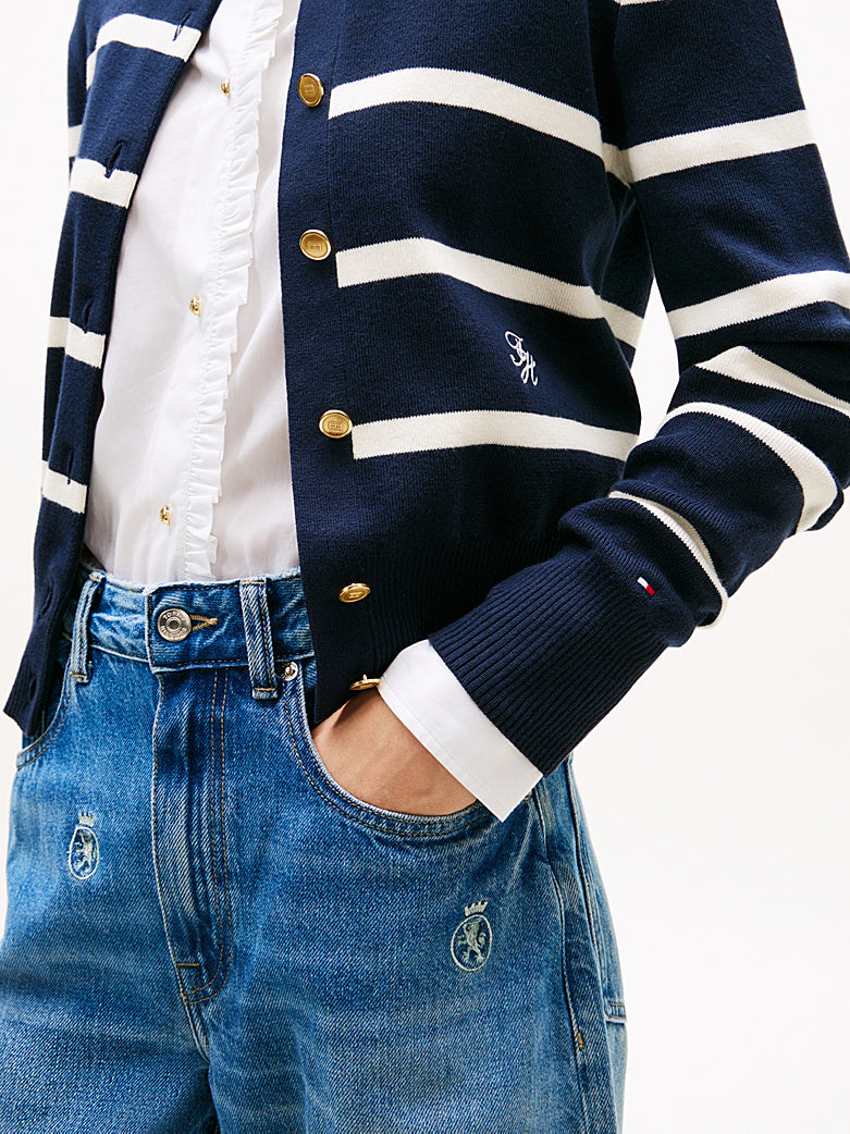 The Navy Premium Knit Gold-Tone Button Cardigan
