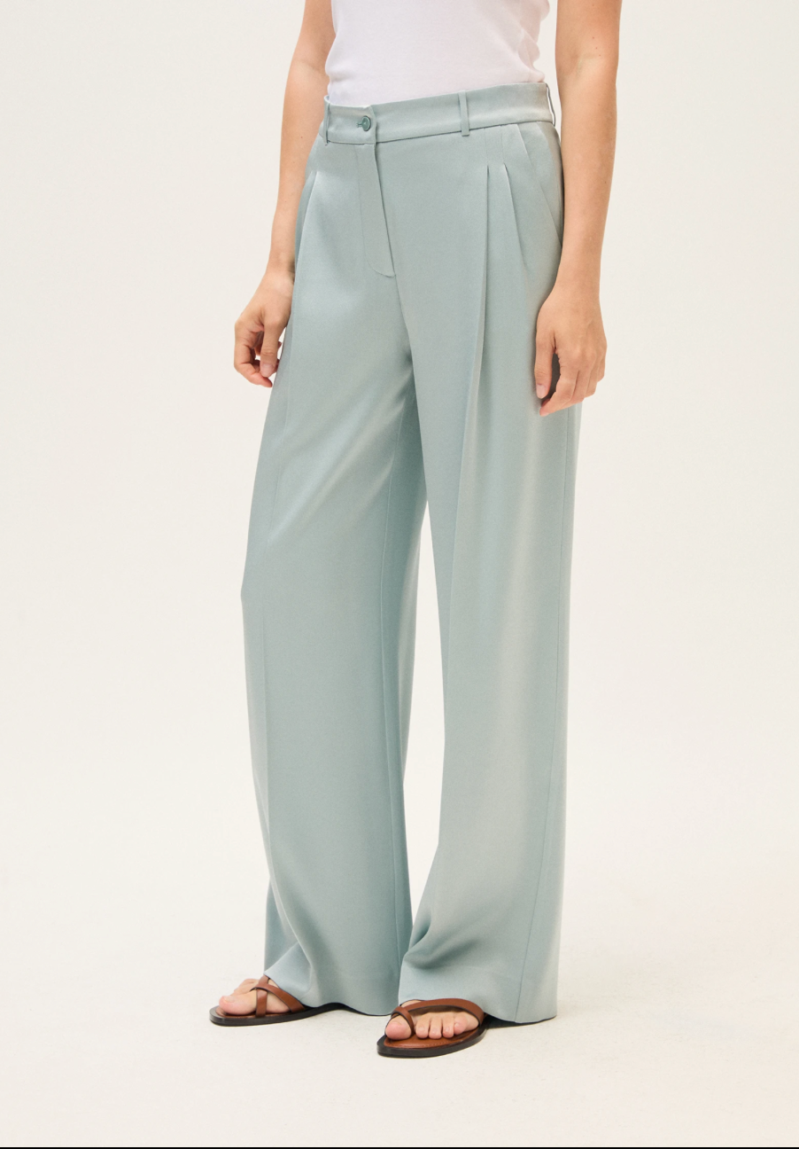 The Cady Wide Powder Sage Trouser