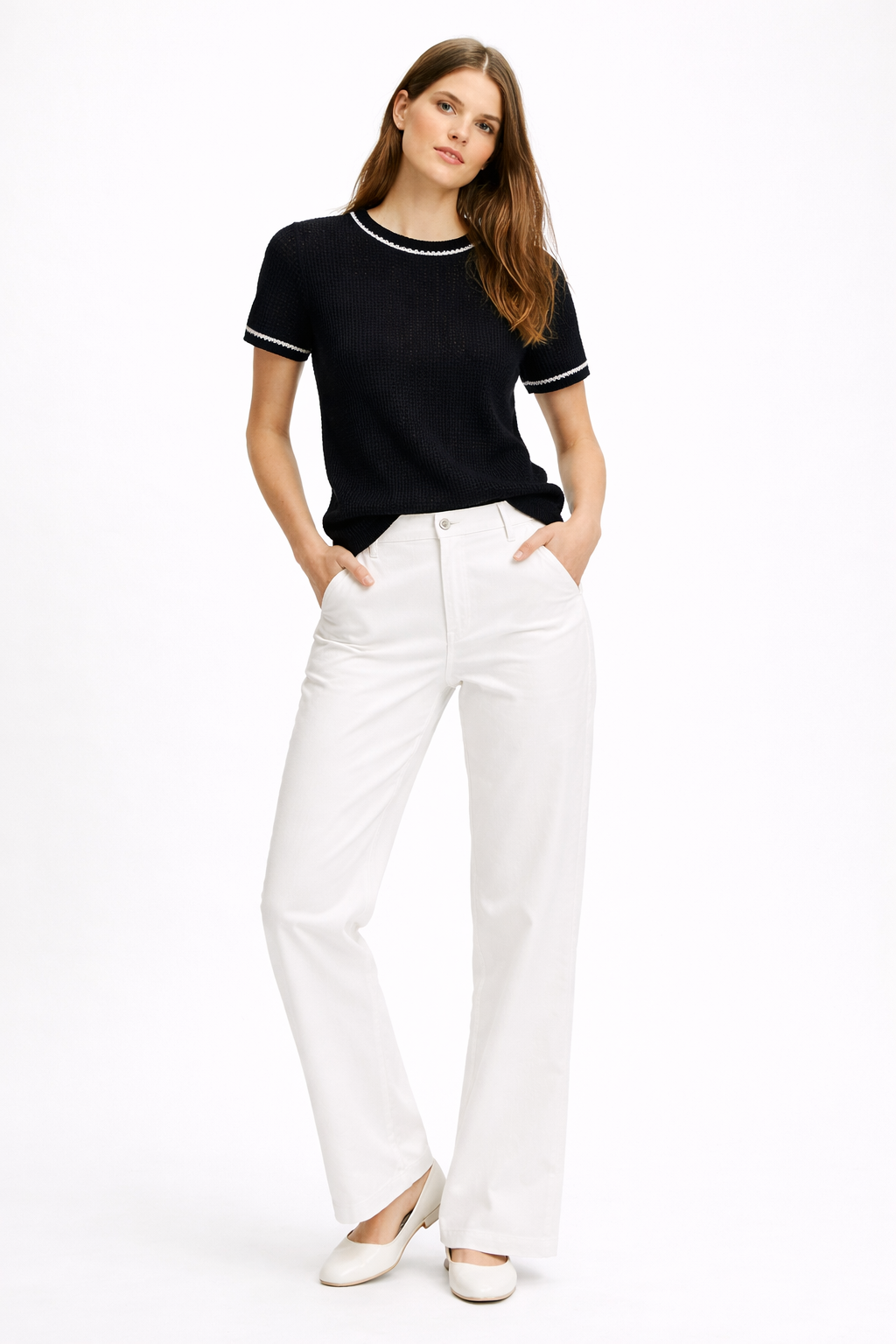 The Navy Trim Crochet Knit