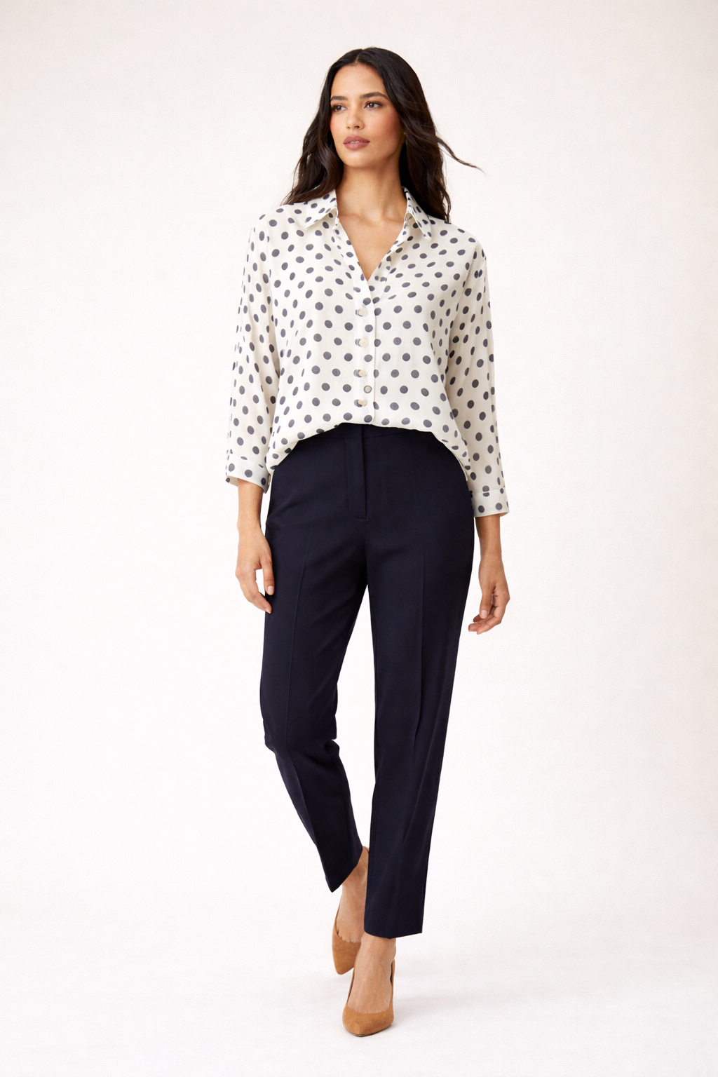 The Polka Dot Floaty V-Neck Blouse