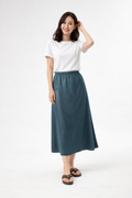 The Alba Slate Teal Satin Silk Skirt
