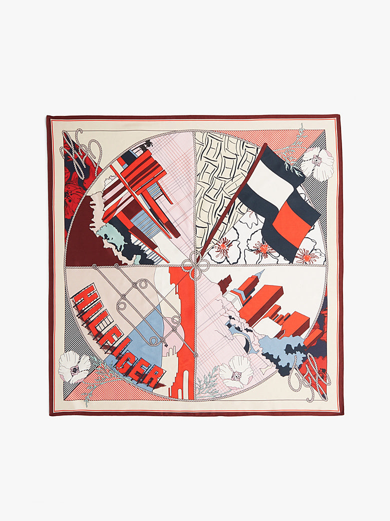 Hilfiger Flag Pure Silk Floral Square Scarf