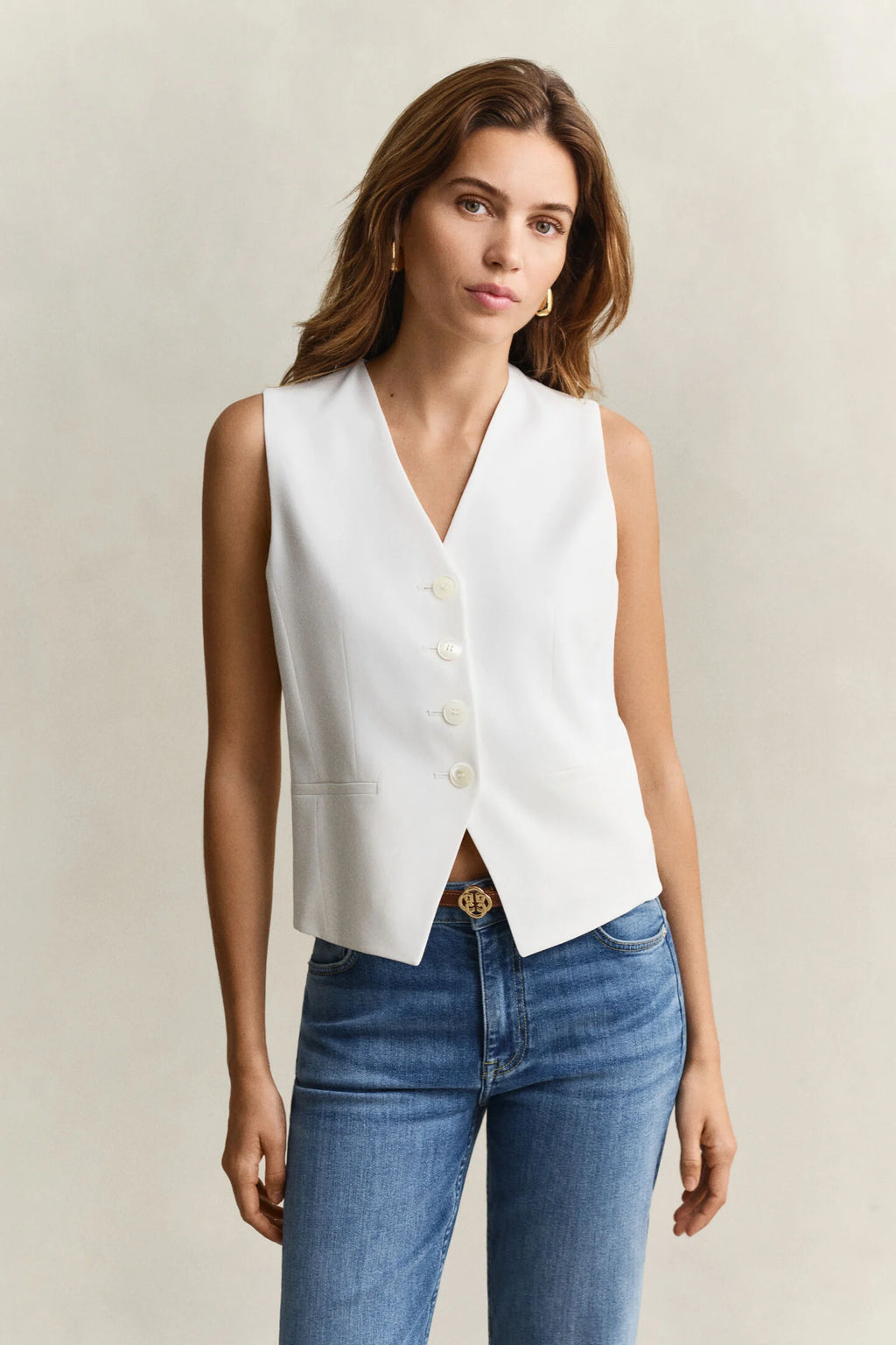 The White Crepe Tailored Waistcoat