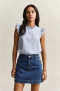 The Ruffle Stripe Cap Blouse