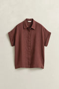 The Linen Tobacco Cap Sleeve Shirt