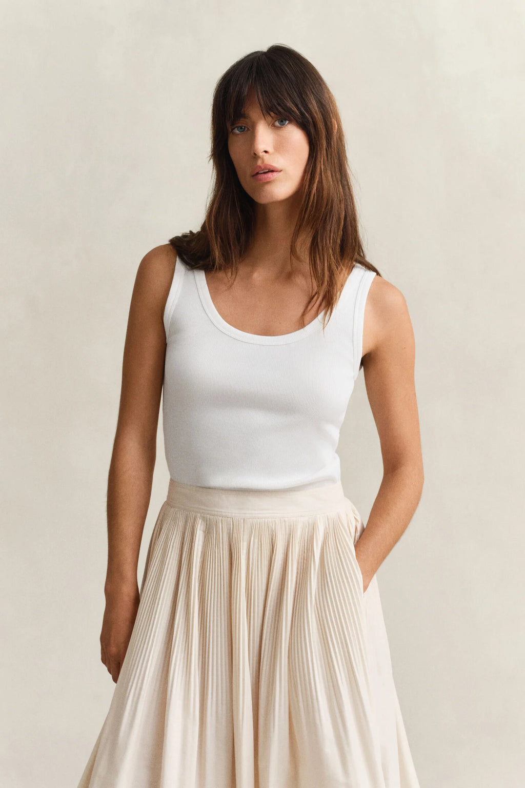 The Ribbed Basic White Tank