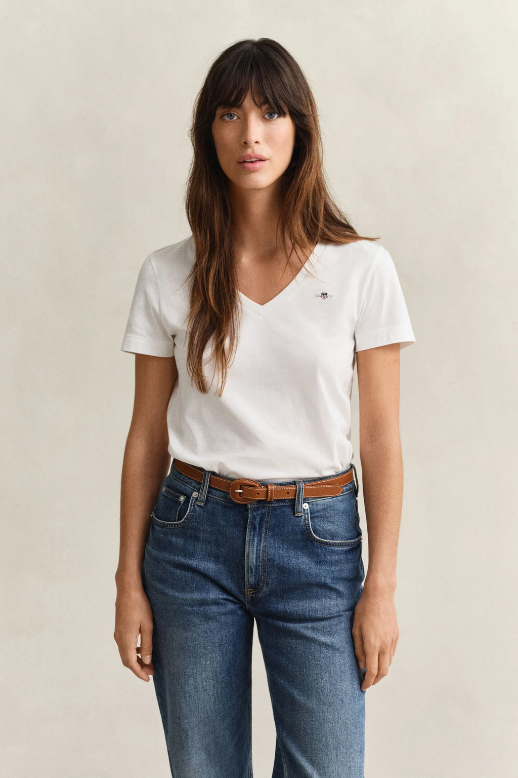 The Shield V-Neck White Tee