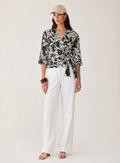 The Ivory Black Wrap Round Blouse