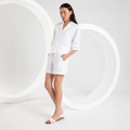 The White Embroidery Linen Shorts