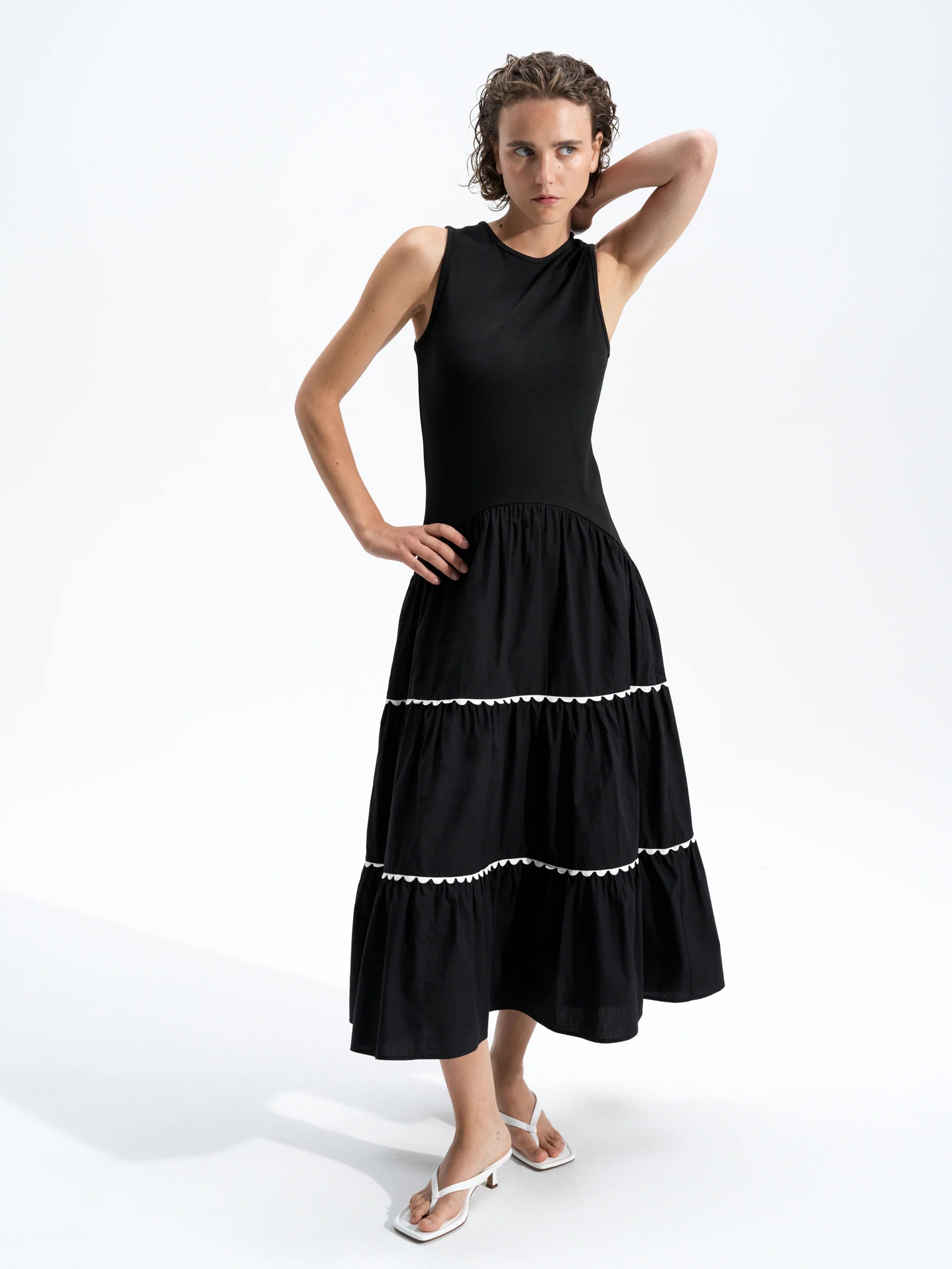 Kaylie Jia Mix Ric Rac Midi Dress