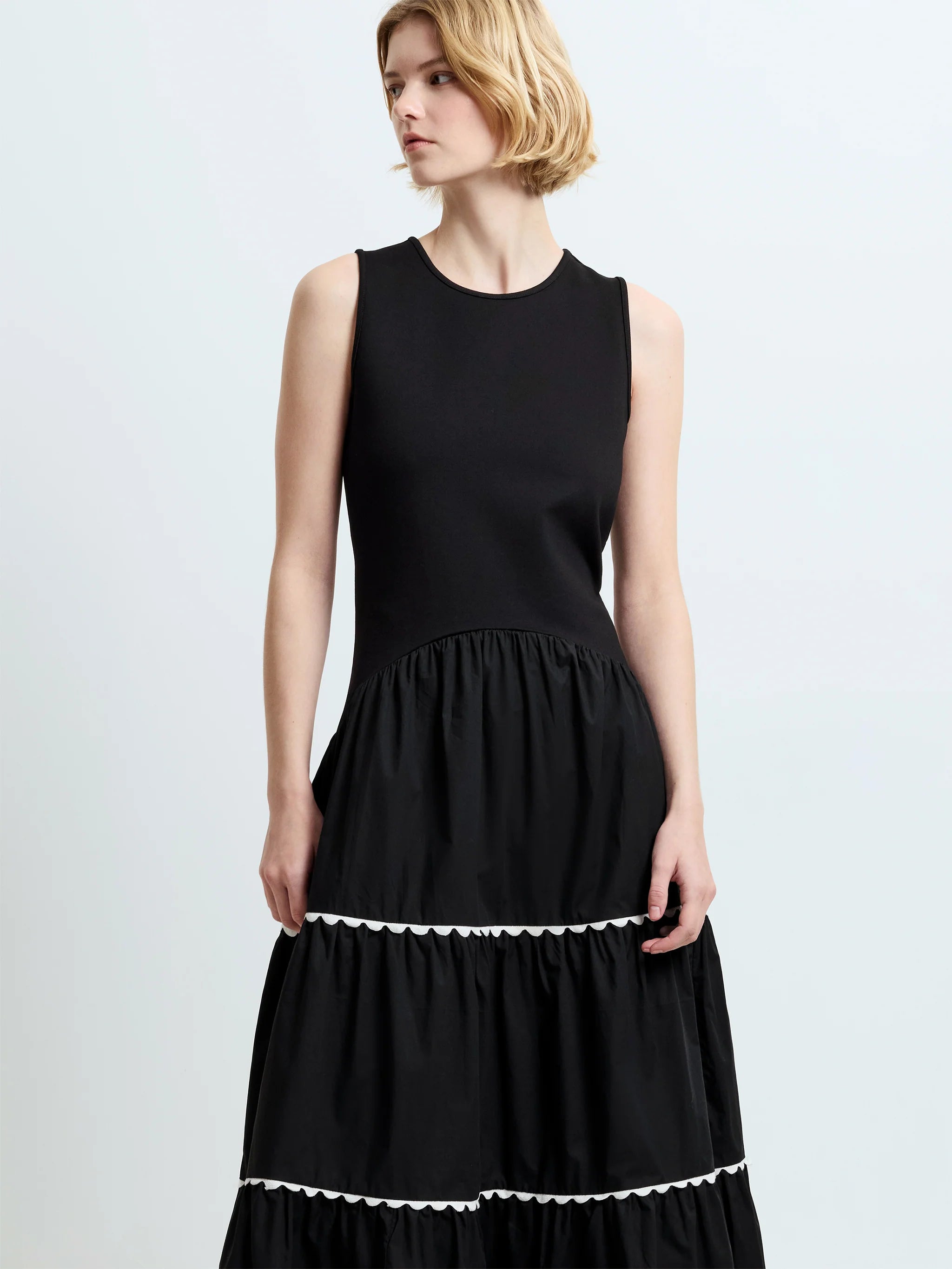 Kaylie Jia Mix Ric Rac Midi Dress