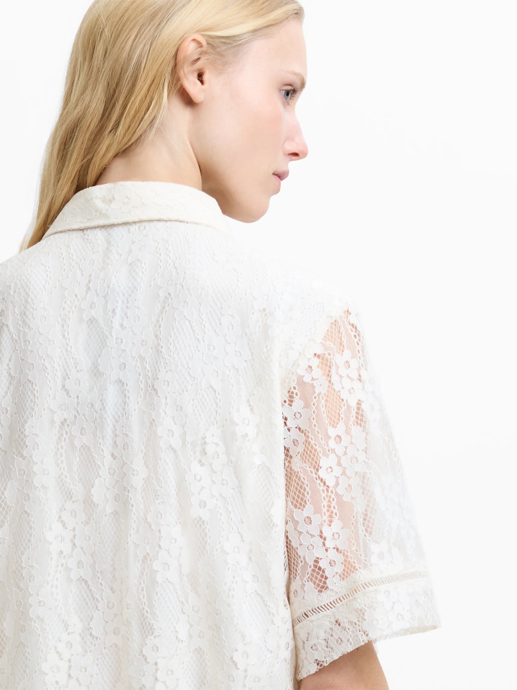 The Zoe Lace Button Down Cream Shirt