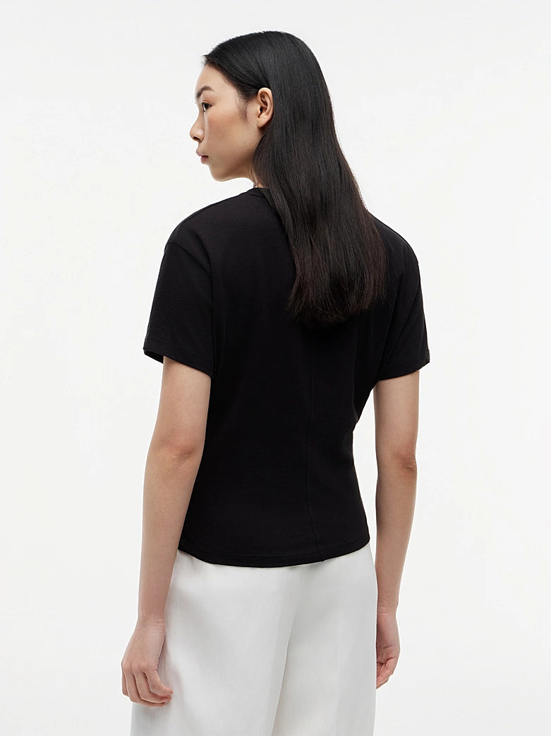 Self-Tie Jersey Relaxed Crew Neck T-Shirt