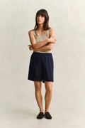 The Navy Linen Blend Shorts