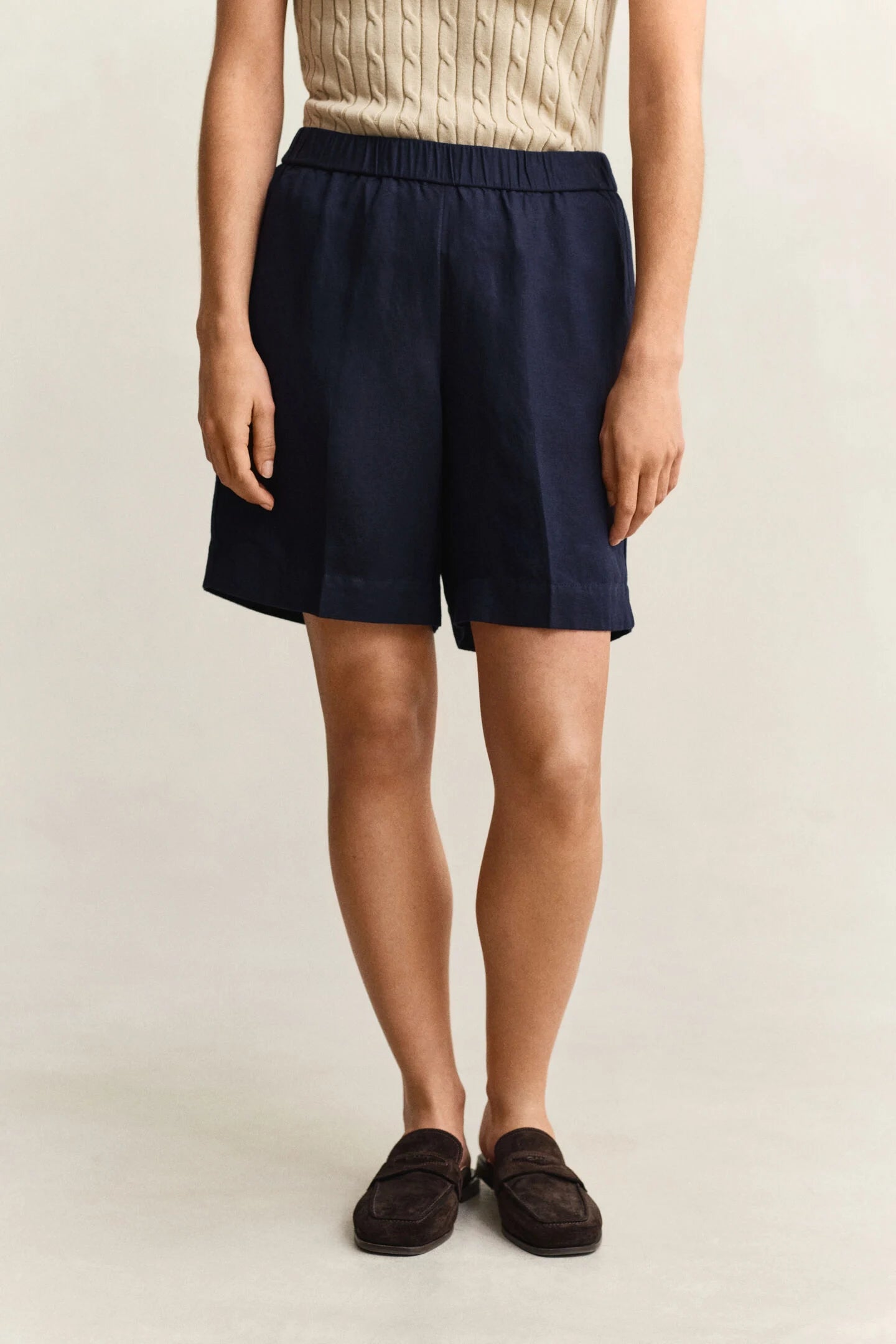 The Navy Linen Blend Shorts