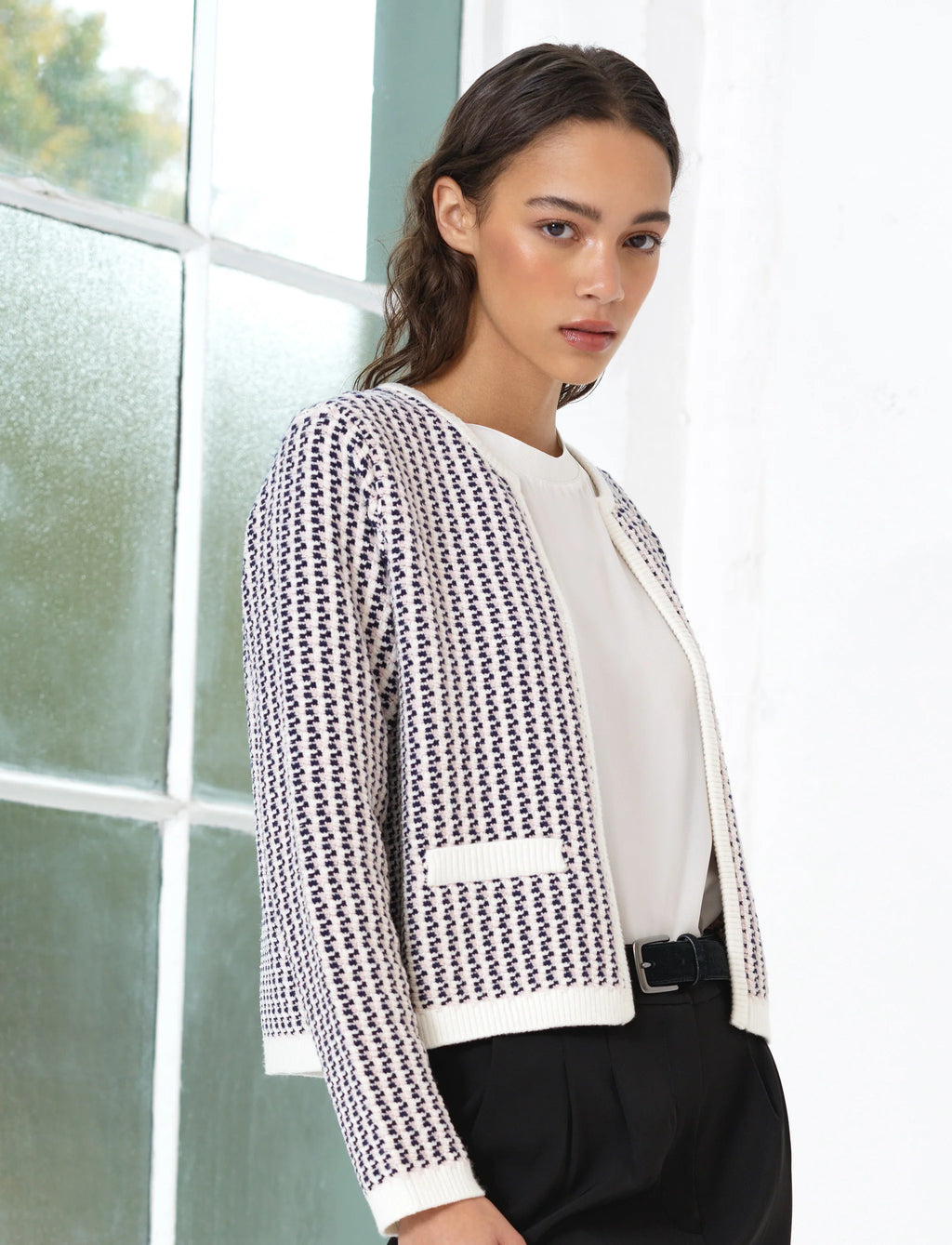 The Noar Pink Cream Open Cardigan