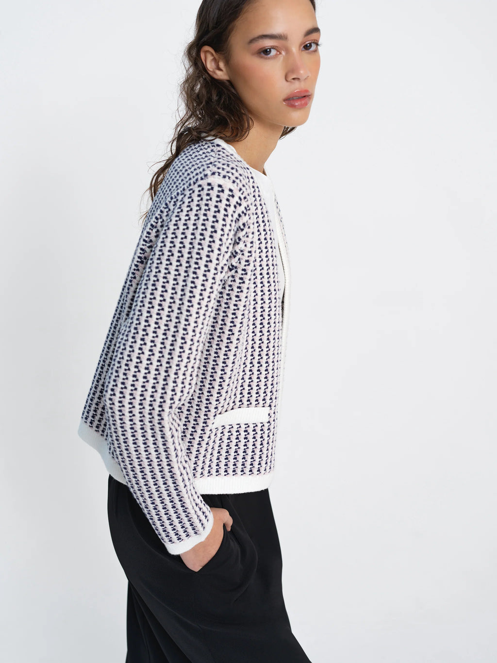 The Noar Pink Cream Open Cardigan