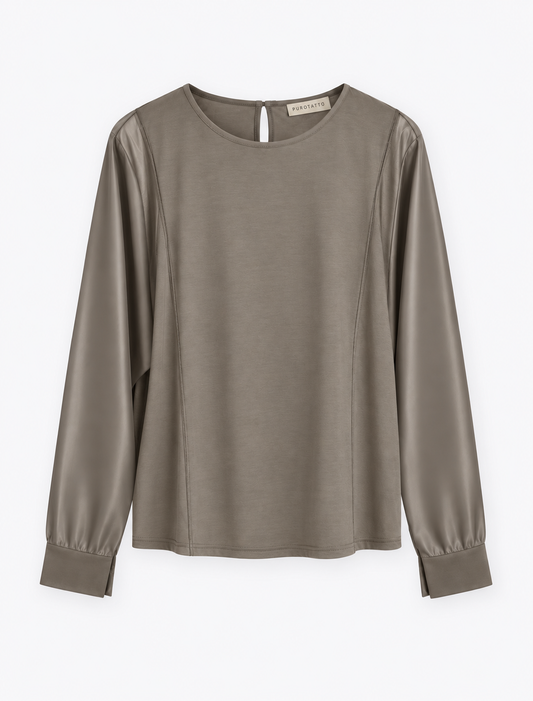 Puro Tortora Silk Sleeve Blouse