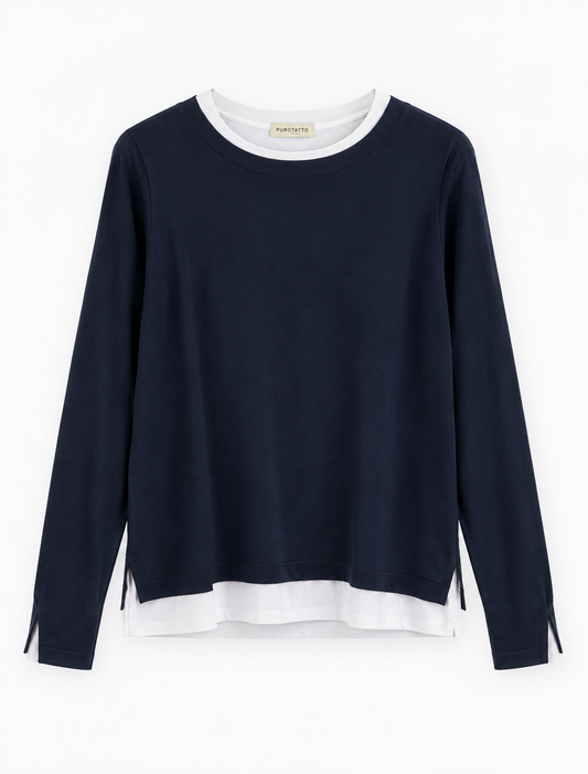 Puro Petrol Blue Layered Jersey Top