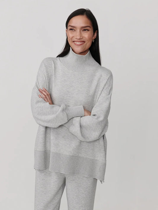 Barker Grey Marl High-Neck Sweat