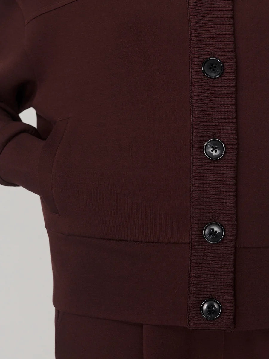 Olwen Deep Mahogany Button Front Sweater