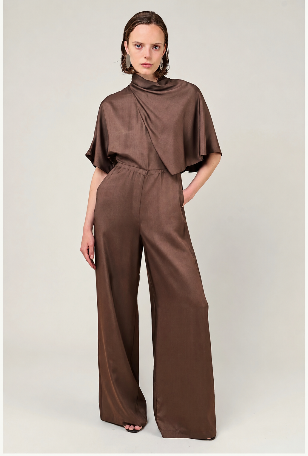 Reinah Cape Style Bronze Jumpsuit