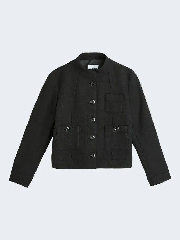 Chilli Black Boucle Button Jacket