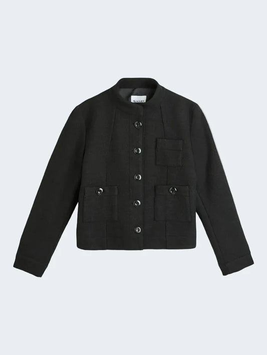 Chilli Black Boucle Button Jacket