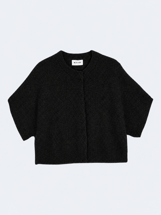 Muna Cashmere Black Hidden Button Knit